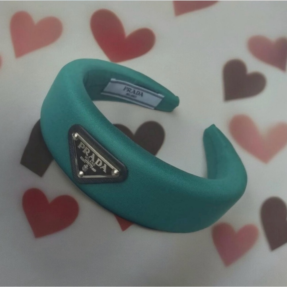 Prada Green Satin Headband